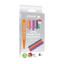 Süper Yıkanabilir Metalik Simli Jumbo Keçeli Kalem 6'lı