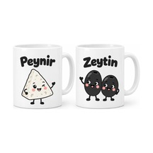 Bezos Peynir Ve Zeytin 2'li Porselen Kupa Seti - Model 406 Nıda Çok Renkli