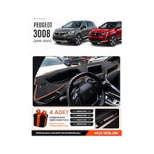 Peugeot 3008 2016-2023 Uyumlu Torpido Örtüsü, Torpido Kılıfı - Siyah-kahverengi - Pe014