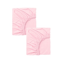 2 Adet Pamuklu Ve Lastikli 60 X 120 Cm Penye Bebek Çarşaf-pembe