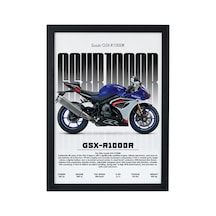 Suzuki Gsx-r1000r Ahşap Çerçeveli Poster Tablo Gsx-r Racing Efsanesi Siyah