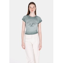 Colin's Colins Slim Fit Yuvarlak Yaka Baskılı Kadın Yeşil Kısa Kol Tişört Cl1074580 Q1.v1 Gre Koyu Yeşil