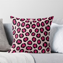 Turkıshrug Kıngdom Leopar Desenli Kırlent Kılıfı Pembe Renkli Modern Tasarım 43x43 Cm 43 X 43 Çok Renkli