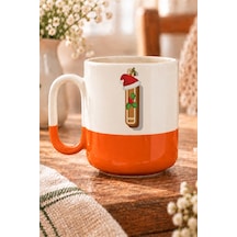Kurabiye I Harfi Baskılı Turuncu Alt Yarısı Renkli Arya Kupa Bardak Fincan Mug Turuncu Kulp
