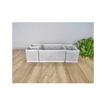 4 Parça Çekmece Içi Organizer & Çok Amaçlı Dolap Içi Düzenleyici & Masa Üstü Organizer - Çizgili Gri - 68904987 Gri