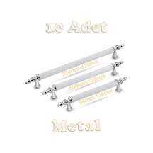 Tuana Rustik Alüminyum Metal Lüks Modern Mobilya Çekmece Mutfak Dolabı Kulpu Beyaz-krom 224mm 10 Adet Beyaz-krom