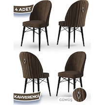 Canisa Ritim Serisi 4 Adet Kahve Sandalye 1.sınıf Babyface Ithal Kumaş Siyah Gürgen Ayak Gümüş Halkalı Sandalye Kahve Ayakları Siyah