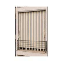 Suya Dayanıklı Kornişli Balkon Perdesi Modern Dış Mekan Fon Perde Gri Krem