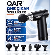 Qar Masaj Tabancası 6 Başlıklı Derin Doku Kas Masaj Aleti Sessiz Çalışan Şarjlı Taşınabilir Sporcu Masaj Cihazı Siyah