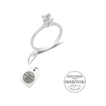 Gümüş Swarovski Tek Taş Yüzük (536410664)