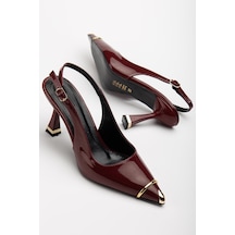 Suins Jessa Model Kadın Topuklu Burnu Metal Detaylı Stiletto Ayakkabı Bordo