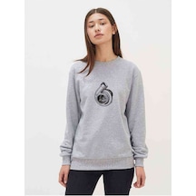 Turbo Baskılı Gri Kadın Sweatshirt