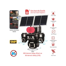 Apronx 9mp 4g Solar Ptz Kamera 3 Ekran Üçlü Görüş 12w Çift Panel 20.000 Mah Batarya Sım Kartlı