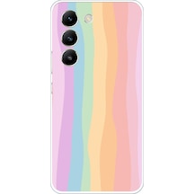 Vivo V30 Lite Uyumlu Gökkuşağı Rengarenk Baskılı Silikon Kılıf Renkli
