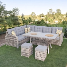 Aria Rehome Rattan İki Puflu L Köşe Takımı 708