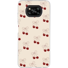 Poco X3 - X3 Pro Uyumlu Fiyonklu Kirazlar Baskılı Silikon Kılıf Renkli