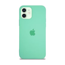 Apple Uyumlu  iPhone 12 Mini ile Logolu Silikon Kılıf Altı Kapalı İçi Kadife Lansman Arka Kapak