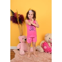 Kız Çocuk Askılı Pijama Takımı Too Cute Koyu Pembe Pembe