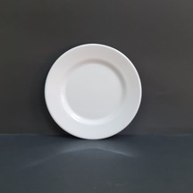 12 Adet Kırılmaz Melamin Çizgi Tatlı & Yemek Servis Tabağı 19 Cm - Beyaz Beyaz