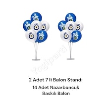 Nazar Boncuklu Balon Baskılı 14 Adet 2 Adet 7 Li Balon Standı Diğer