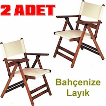 Motoryagmarket Bahçeme Marmaris Pvc Katlanır Ahşap Bahçe Balkon Sandalyesi X2