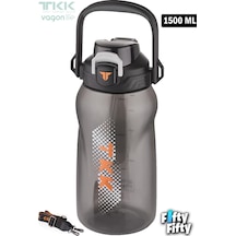 Tkk Tek Kapak Çift Kullanım Pipetli/rahat İçim Tritan Su Matarası-fftkk1027-1500 ML