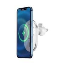 Iphone 14 Serisi Uyumlu 15w Wirelles Magsafe Kablosuz Araç Içi Şarj Cihazı Hızlı Şarj Magnetic Charg Beyaz