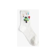Koton Ağaç Desenli Soket Çorap Ekru 3wak80458aa 3WAK80458AA010