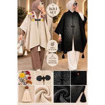 Genel Markalar Novea Scarf Şık 2 Li Triko Panço Seti Çok Renkli - 942745987 Çok Renkli
