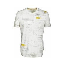 Erkek Beyaz Bisiklet Yaka Baskılı Slim Fit %100 Pamuk T-shirt Jeans 1953-beyaz Beyaz