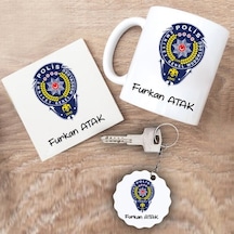 Polis Hediye Seti Kupa Bardak+Altlık+Anahtarlık