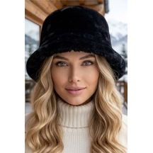 Tezzgelsin Kadın Premium Ayarlanabilir Peluş Kışlık Bucket Kova Şapka Siyah