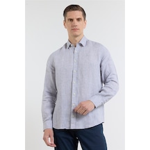 İmza Gri Uzun Kol Cepsiz Slim Fit Pamuk Gömlek 1004260163 L
