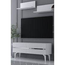 120dhdtür5bg Tedy Raflı Tv Sehpası Ünitesi Beyaz - Gümüş