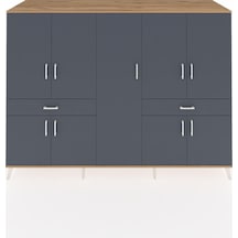 Kronos Dolap 12 Raflı 2 Çekmeceli 8 Kapaklı 220x59x163 Çam-antras Çam-antrasit