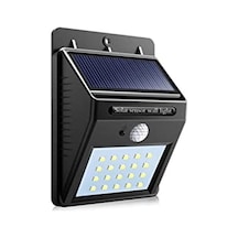 20 Led'li Sensörlü Solar Bahçe Balkon Duvar Lambası 10 Parça Siyah