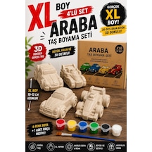 3d Araba 4'lü Taş Boyama Seti 4'lü Figür, 6 Renk Boya Ve 1 Fırça Çocuklar Ve Çiftler Aktiviteçocuk Gelişimi Boyama Etkinlik Seti Zoo Painting