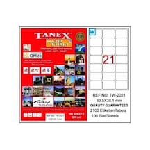 Tanex Etiket 63.5x38.1 MM 21li 100 Sayfa A4