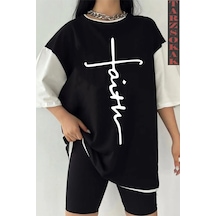 Startmore Siyah Oversize Baskılı Unisex Tshirt Beyaz