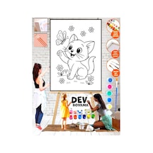 Mega Boyama Sayılarla Kedicik Boyama 25x35 Kanvas Tuval Akrilik Çocuk Hobi, Etkinlik Seti
