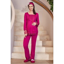 By Mecit 1820 Fuşya Lohusa Pijama Takımı