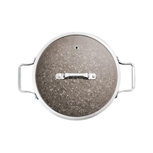 Brioni Stone Age Çizilmez Yanmaz Yapışmaz Terra 22 Cm Sahan Kapaklı Kahverengi