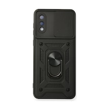 Samsung Uyumlu Galaxy A02 Uyumlu Kılıf Pars Lens Yüzüklü Silikon - Siyah