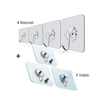 4 Adet Kancalı + 3 Adet Vidalı Şeffaf Ultra Güçlü Kendinden Yapışkanlı Süper Askı 7 Adet Turuncu Diğer