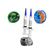 Lehimleme Seti 0,8 Mm 40 Gr Lehim Teli 2 Li Flux 2uul-2015 Lehim Fitili Havya Ucu Temizleme Kremi Seti St29
