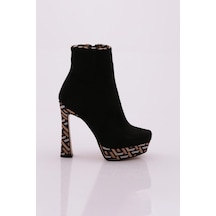 Dgn 1300-22k Kadin Yüksek Platform Fermuarli Kadeh Topuklu Bot 1300-2271-R13915 Siyah
