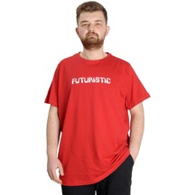 Mode Xl Büyük Beden Erkek T-shirt Futurıstıc 23142 Kırmızı 001