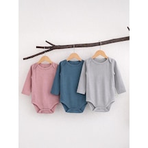 Civil Baby Basıc 3 Lü 0-36 Ay Çıtçıtlı Badi - Gri Açık Gri