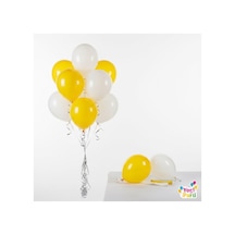 Sarı Beyaz Konsept Balon Seti 10 Adet Beyaz Beyaz