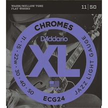 D'addario Ecg24 Xl Chromes Flatwound Elektro Gitar Tel Seti Profesyonel Jazz Light 11-50 Kalınlık, Dengeli Gerilim Ve Vintage Jazz Karakteri